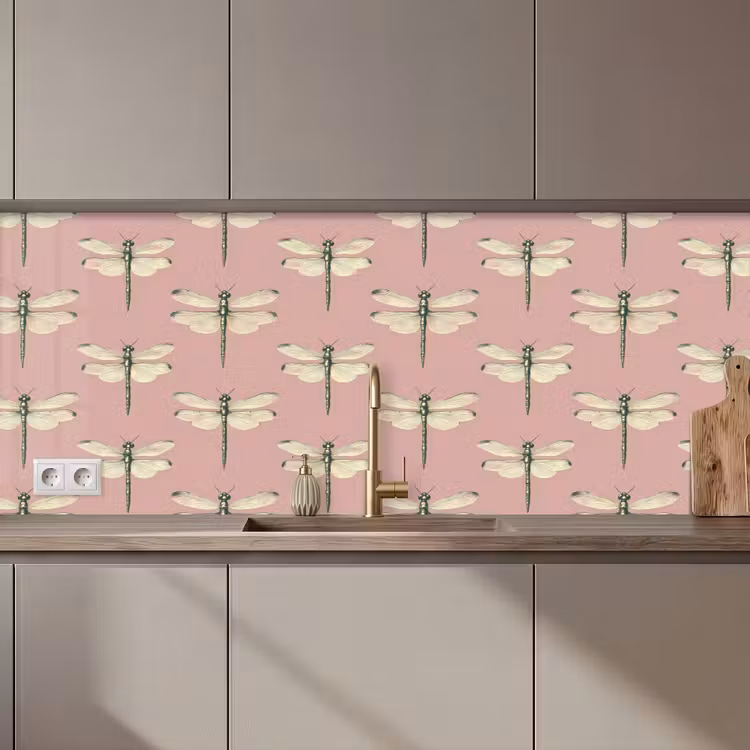Keuken achterwand - Lillibellen - Patroon - Roze — 1