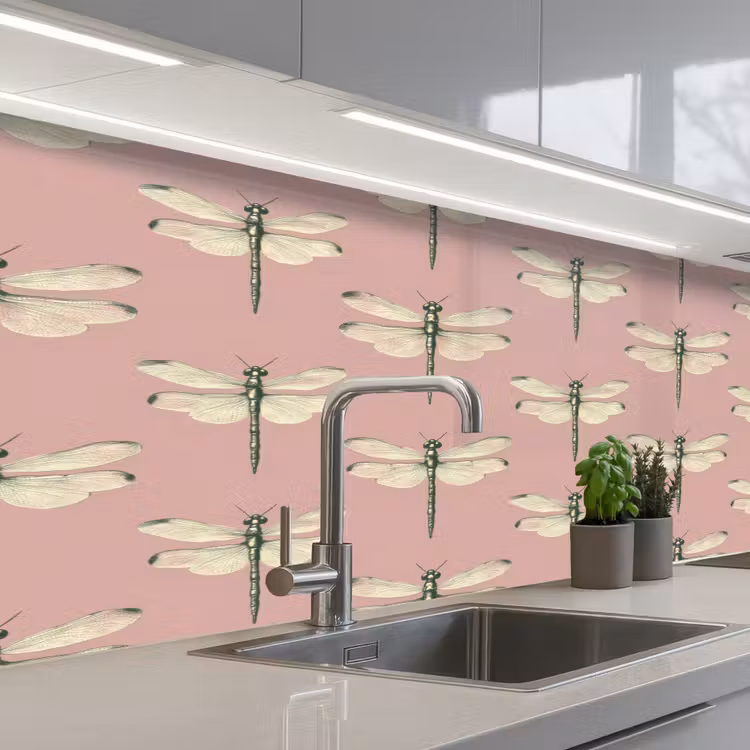 Keuken achterwand - Lillibellen - Patroon - Roze — 2