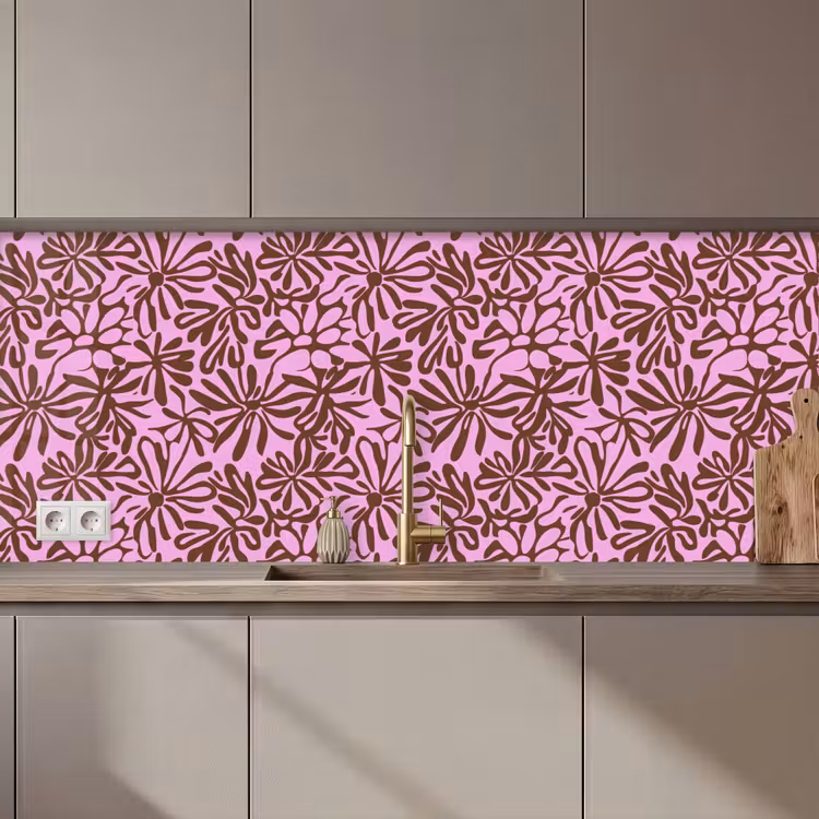 Keuken achterwand - Organisch - Patroon - Roze — 1