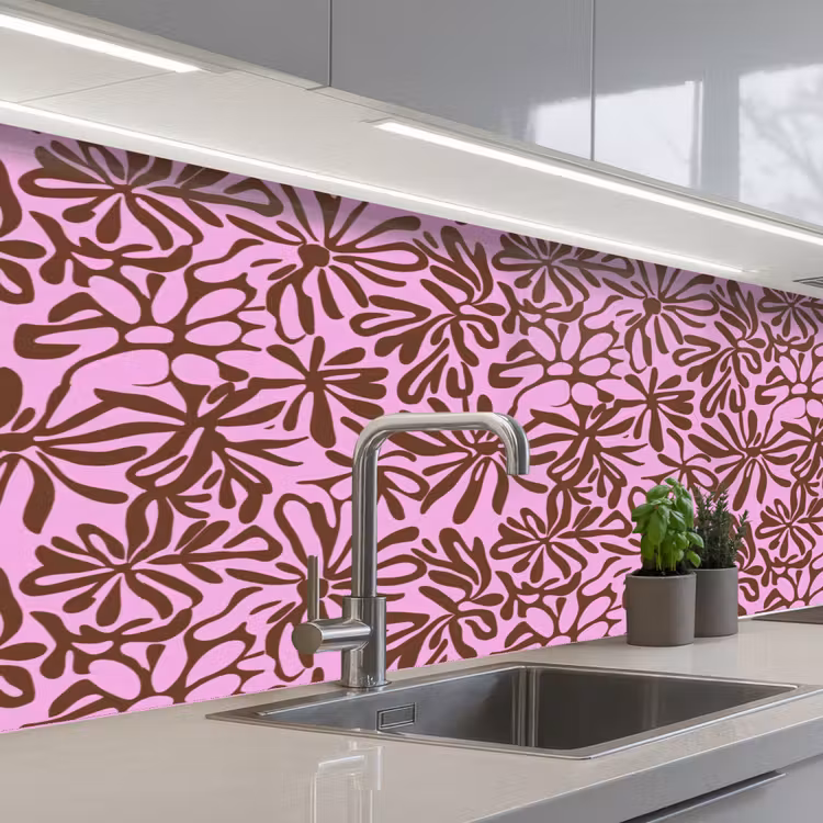 Keuken achterwand - Organisch - Patroon - Roze — 2