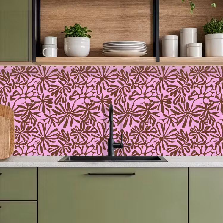 Keuken achterwand - Organisch - Patroon - Roze — 8