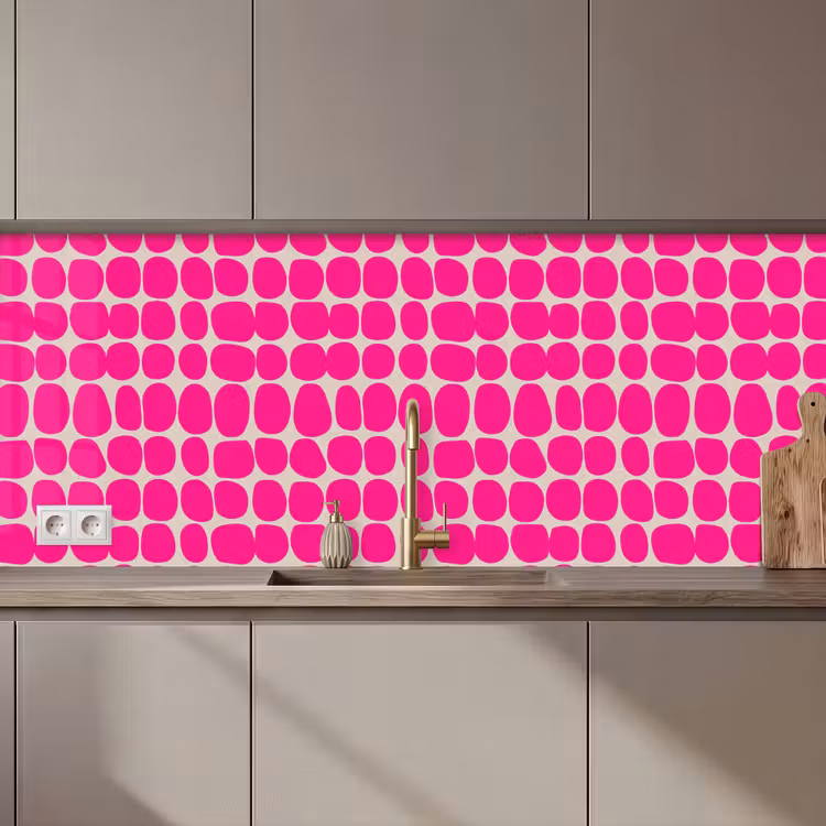 Keuken achterwand - Stippen - Patroon - Roze — 1