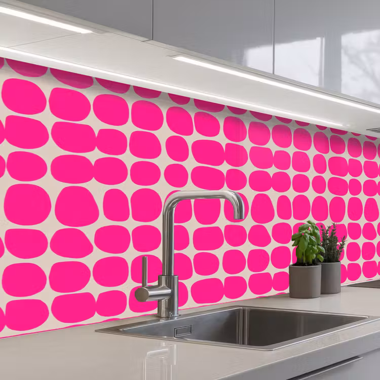 Keuken achterwand - Stippen - Patroon - Roze — 2