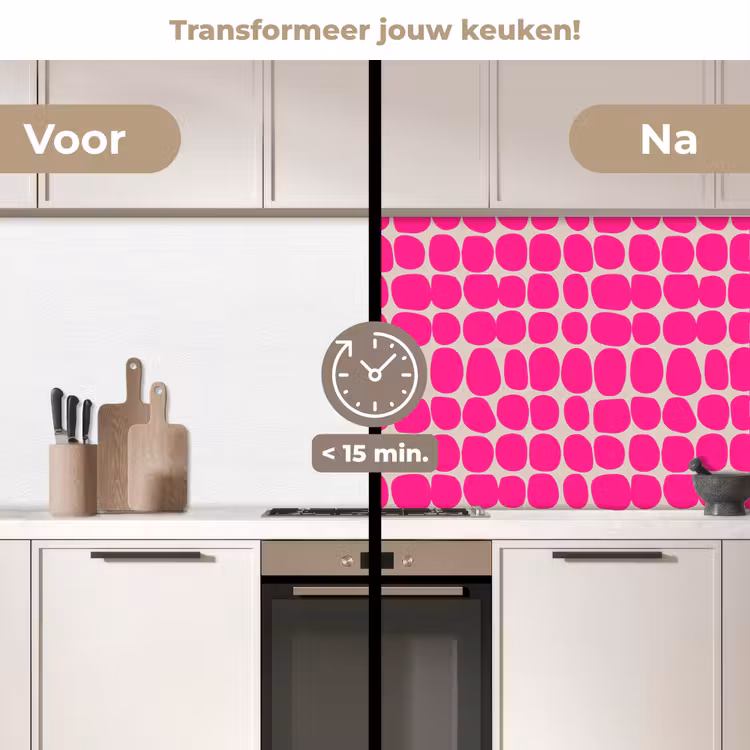 Keuken achterwand - Stippen - Patroon - Roze — 3