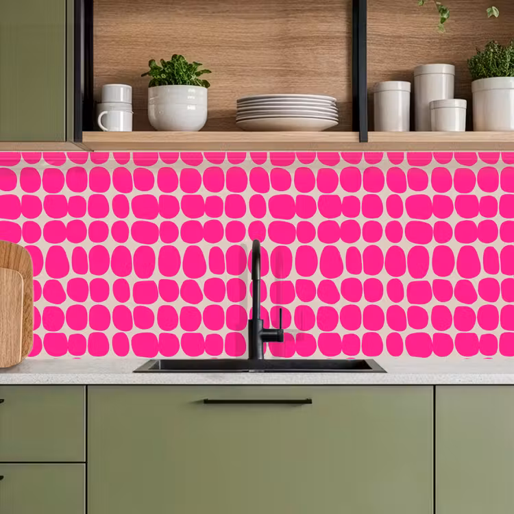 Keuken achterwand - Stippen - Patroon - Roze — 8