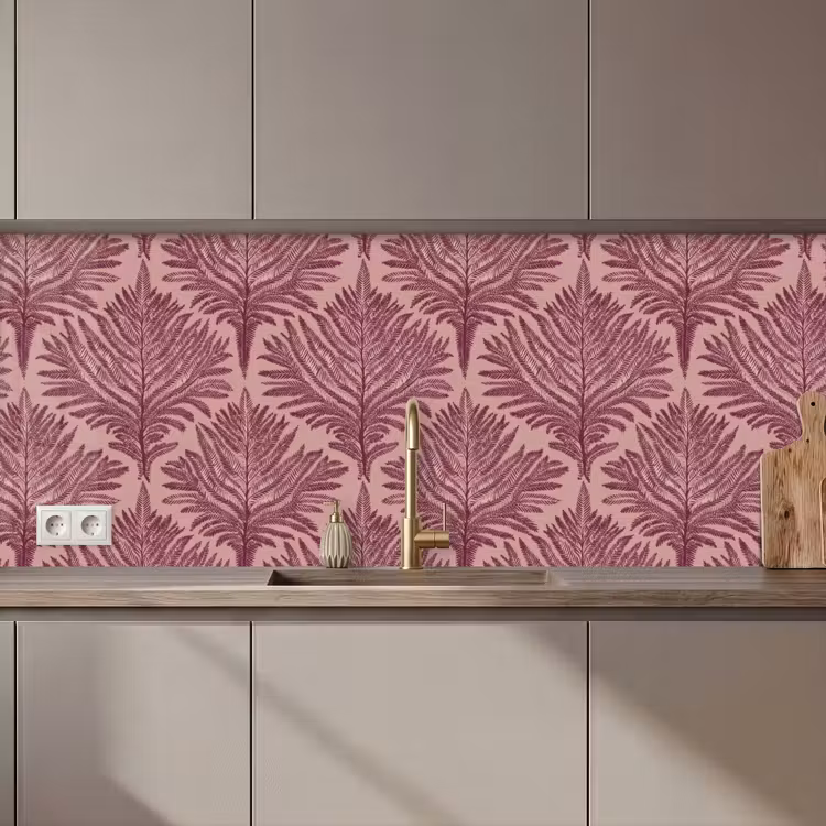 Keuken achterwand - Varen - Patroon - Paars — 1