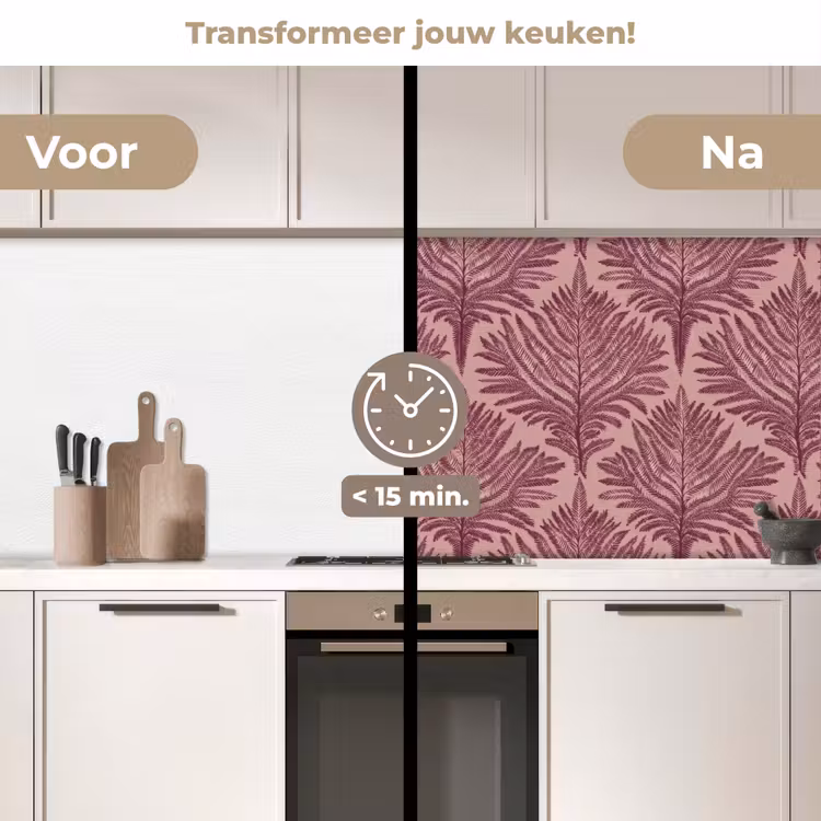 Keuken achterwand - Varen - Patroon - Paars — 3