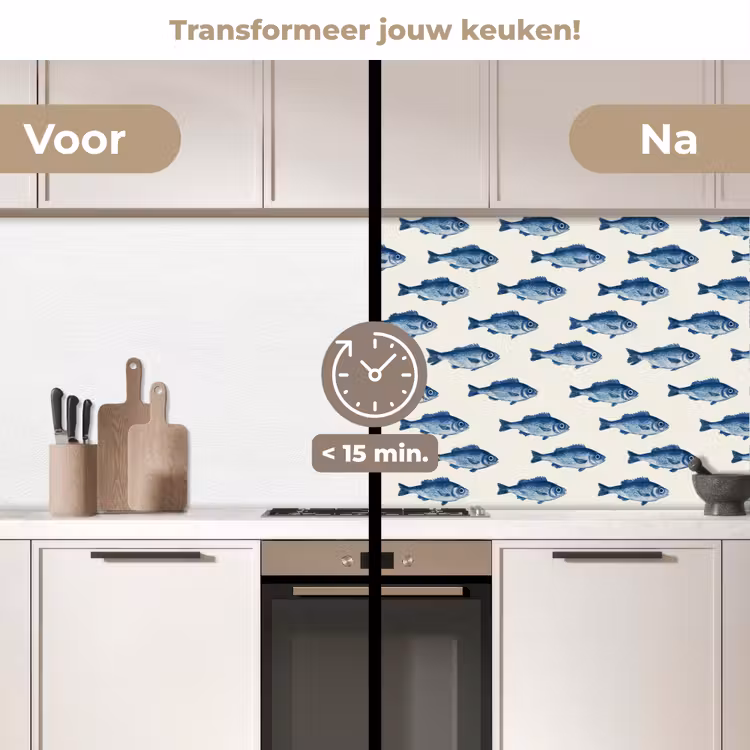 Keuken achterwand - Vis - Patroon - Blauw — 3