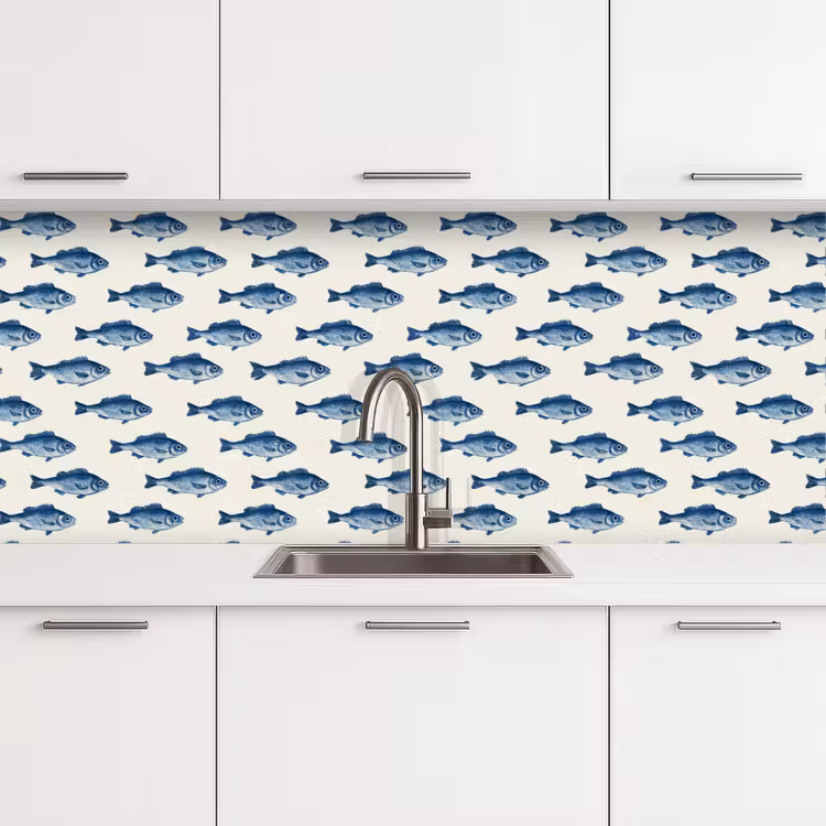 Keuken achterwand - Vis - Patroon - Blauw — 4