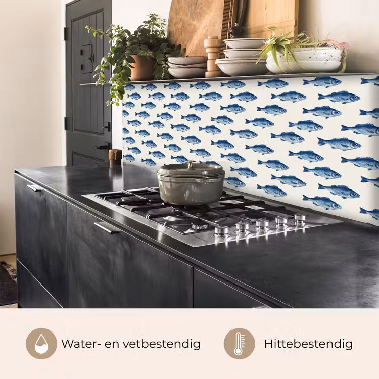 Keuken achterwand - Vis - Patroon - Blauw — 5