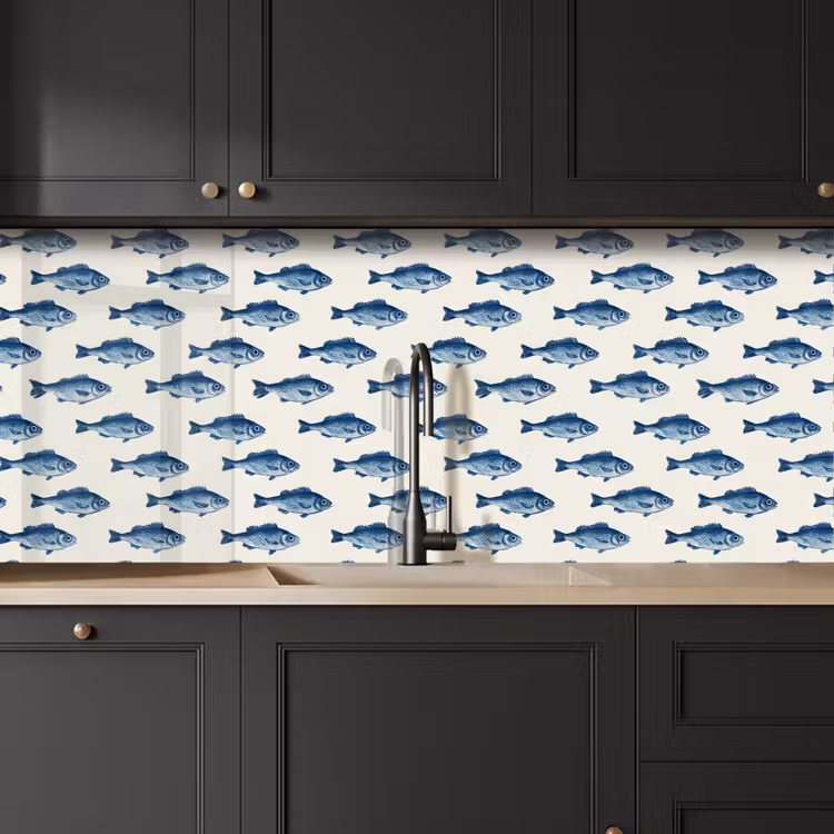 Keuken achterwand - Vis - Patroon - Blauw — 6
