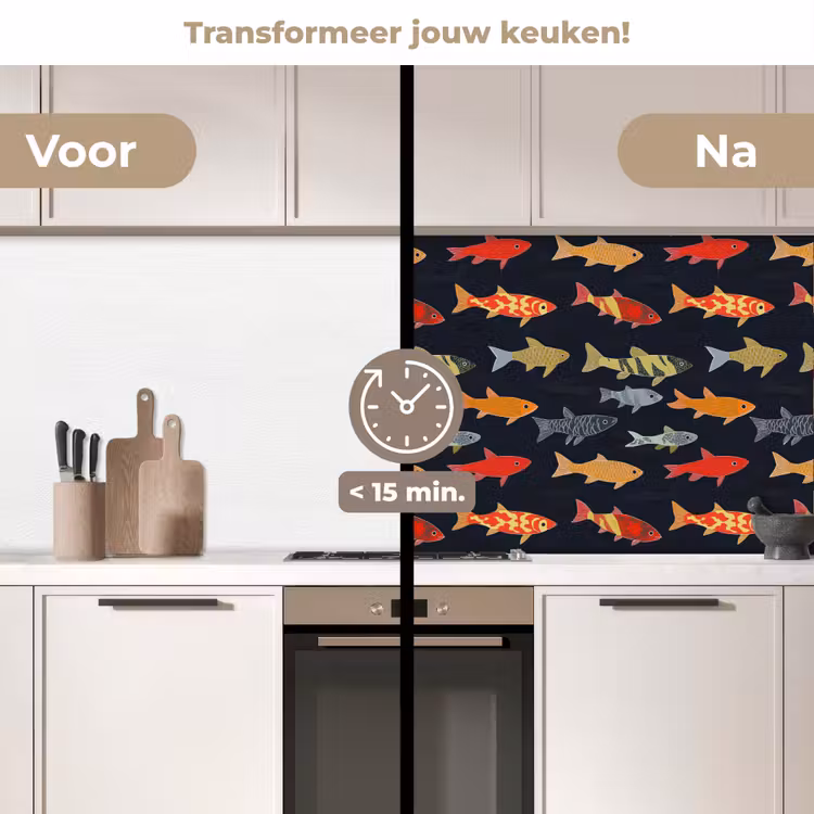 Keuken achterwand - Vissen - Patroon - Kleurrijk — 3