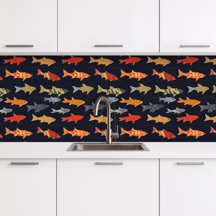 Keuken achterwand - Vissen - Patroon - Kleurrijk — 4