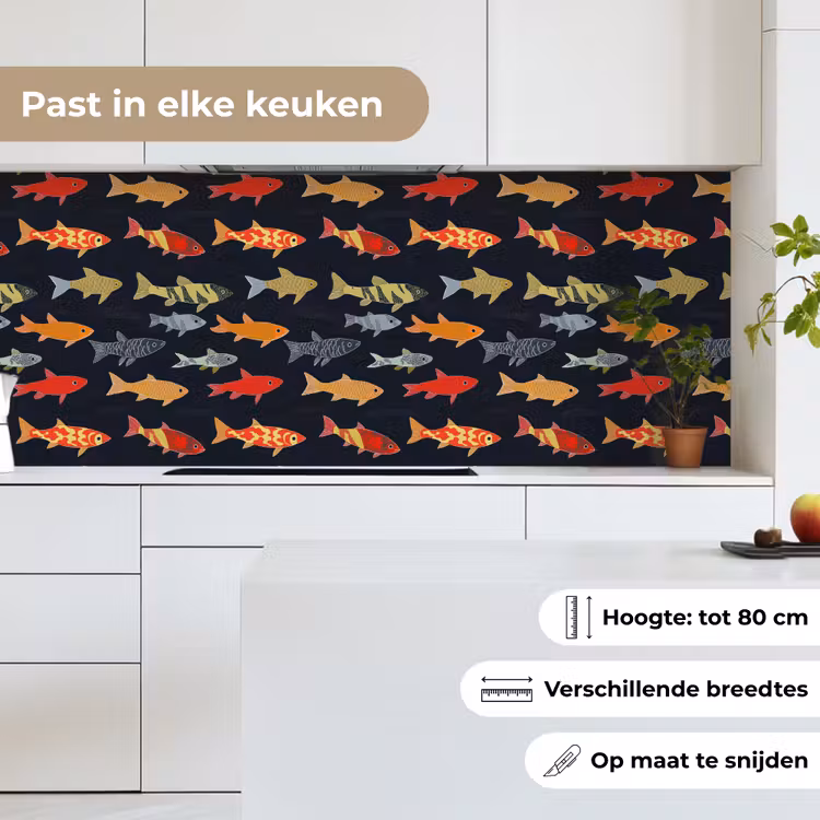 Keuken achterwand - Vissen - Patroon - Kleurrijk — 7