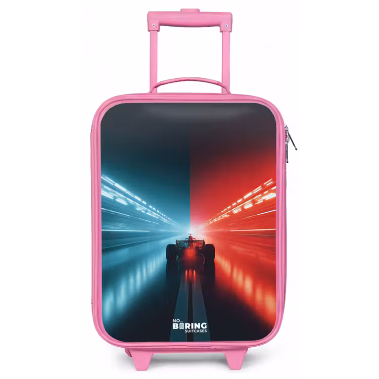 Kinderkoffer - Roze - Baan - Raceauto - Neon - Rood — 1
