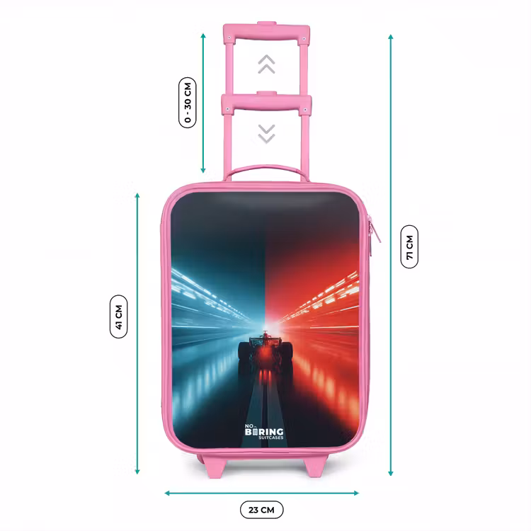 Kinderkoffer - Roze - Baan - Raceauto - Neon - Rood — 5