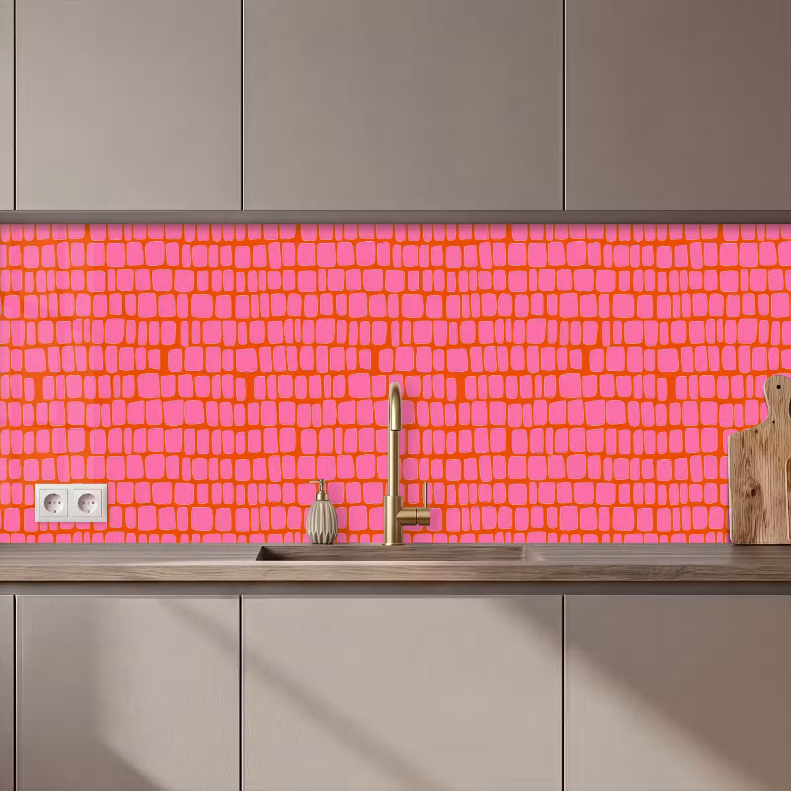 Keuken achterwand - Organisch - Raster - Roze — 1