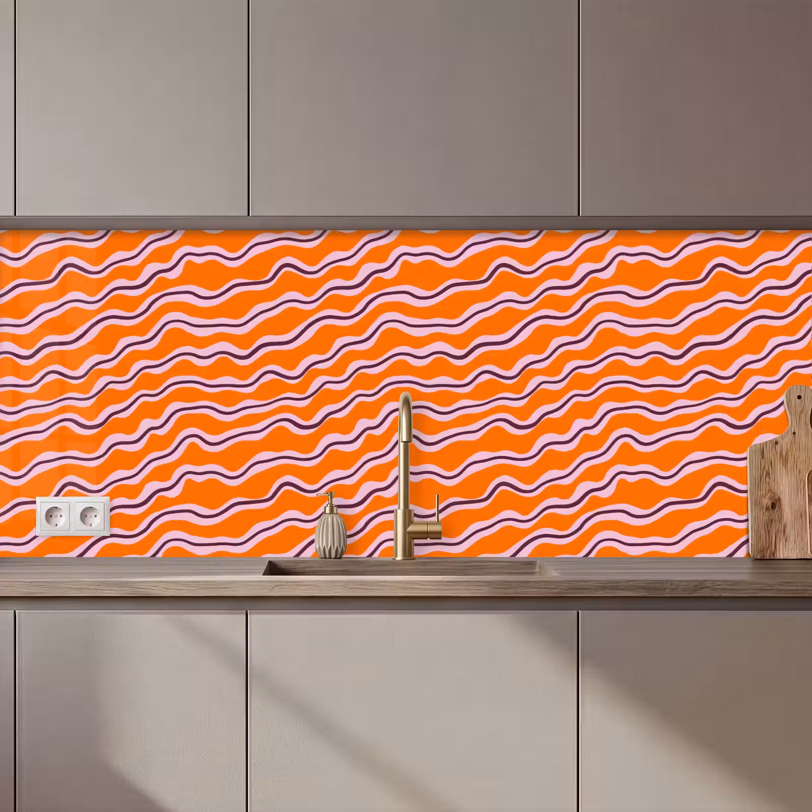 Keuken achterwand - Retro - Golvend - Oranje — 1
