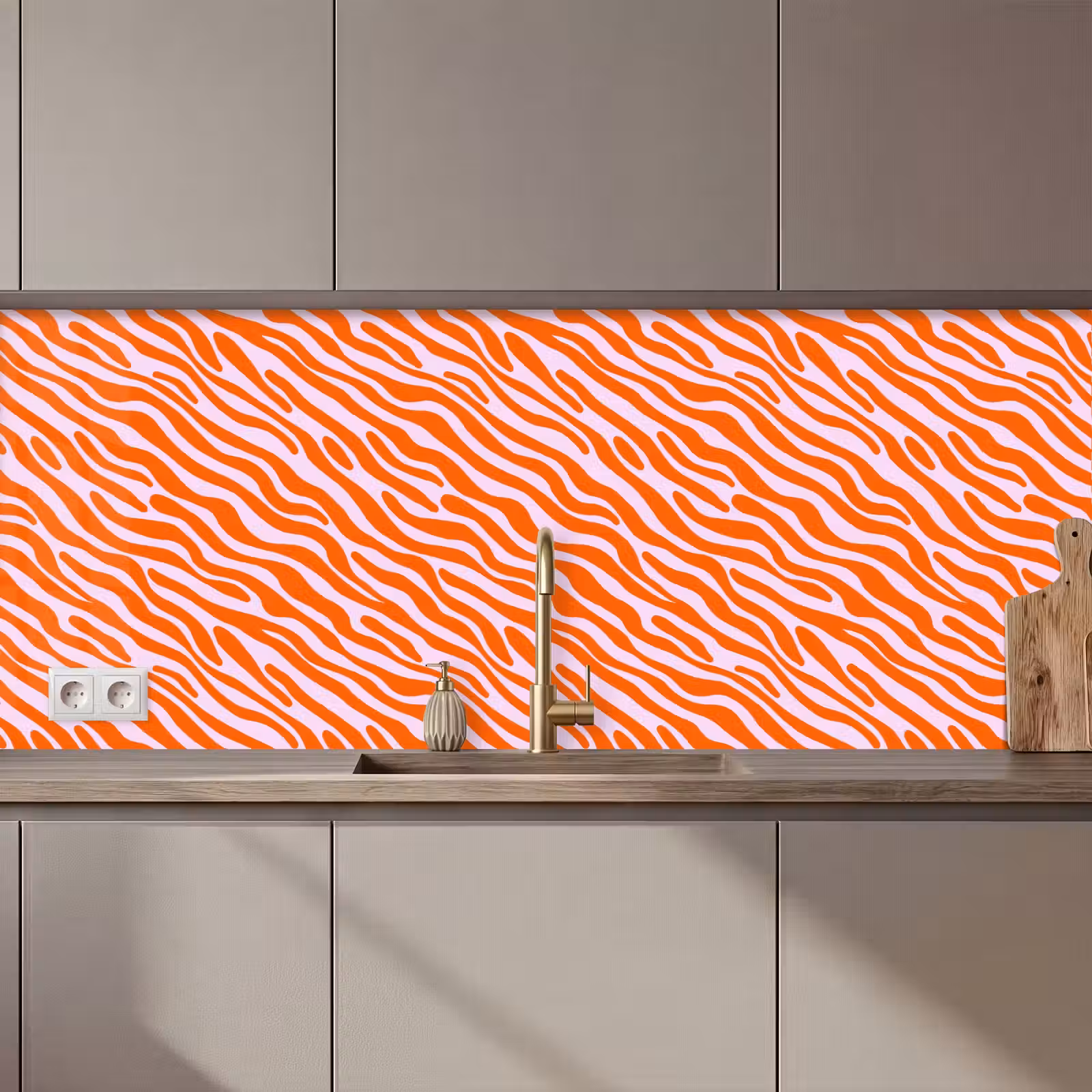 Keuken achterwand - Strepen - Dynamisch - Oranje — 1