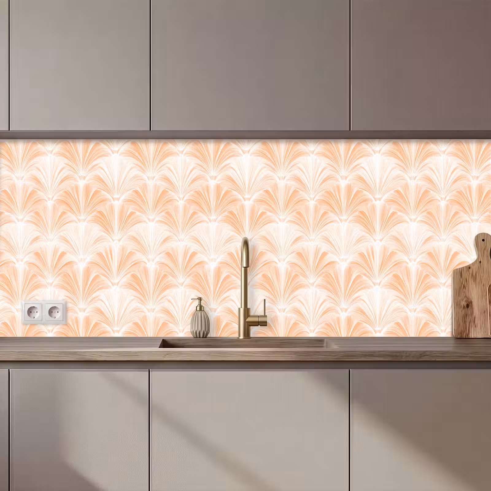 Keuken achterwand - Waaier - Patroon - Perzik — 1