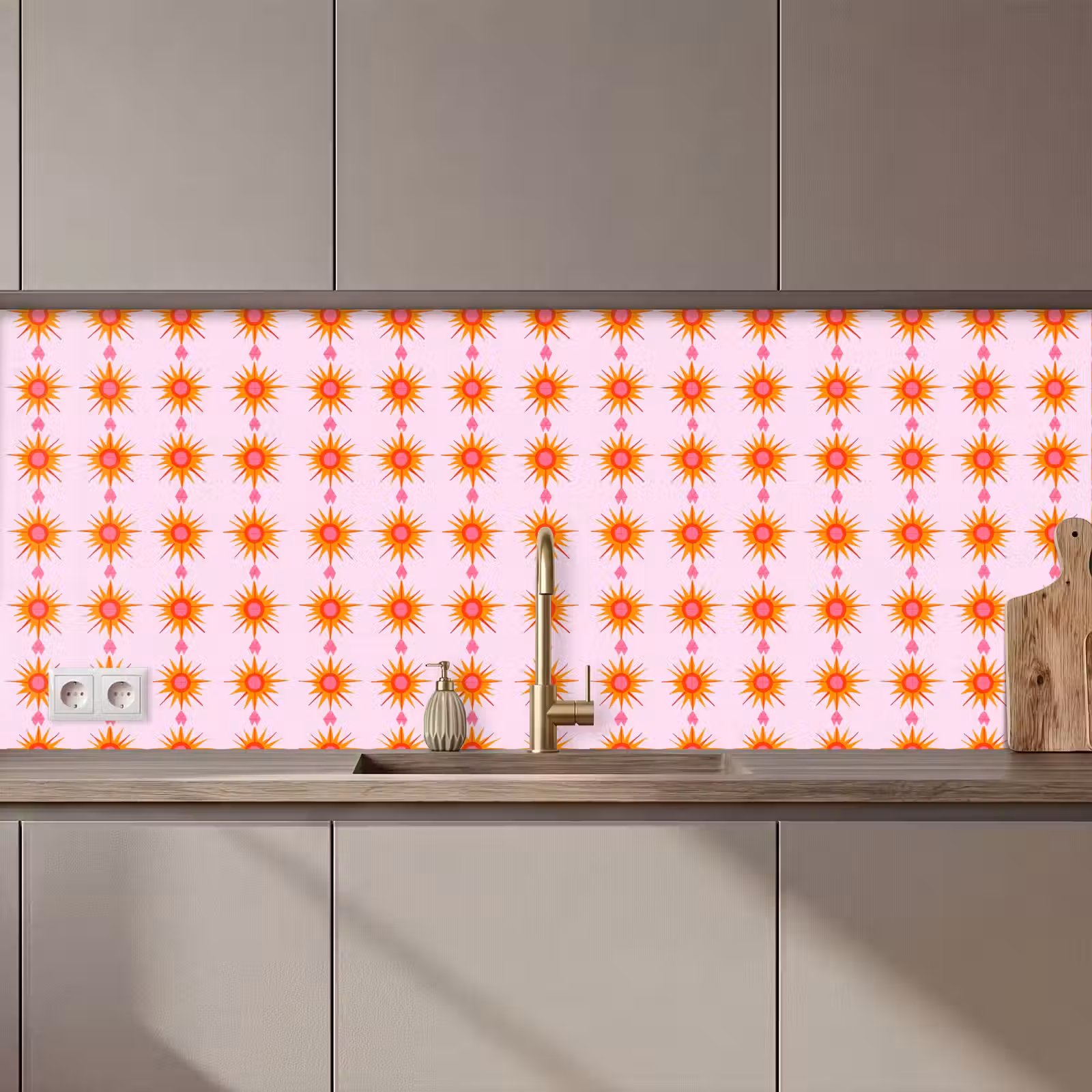 Keuken achterwand - Zon - Motief - Roze — 1