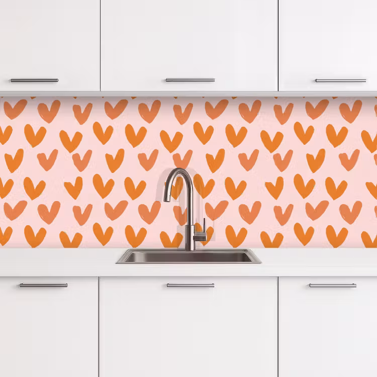 Keuken achterwand - Hartjes - Getekend - Oranje — 4