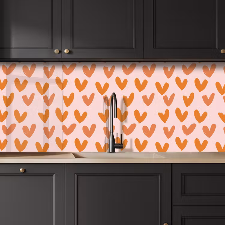 Keuken achterwand - Hartjes - Getekend - Oranje — 6