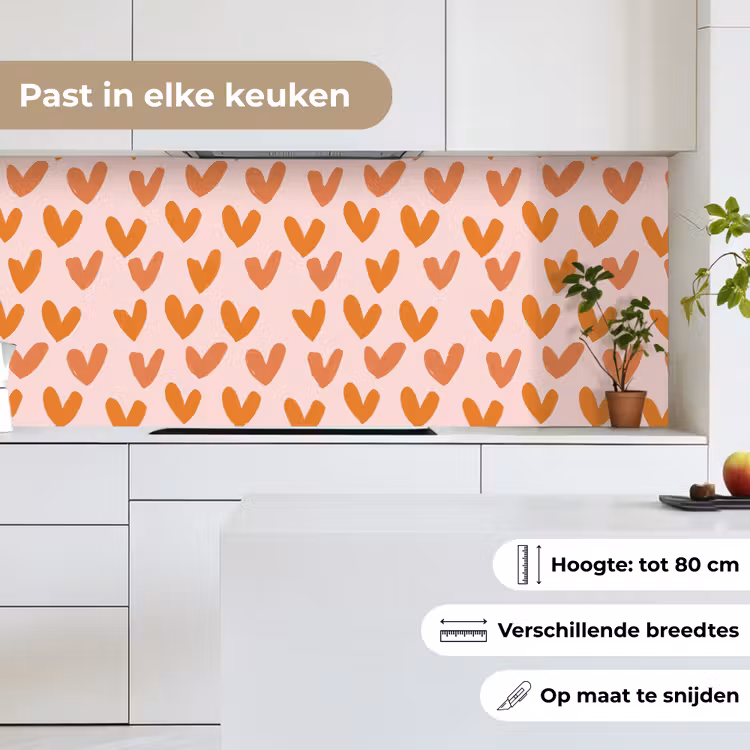 Keuken achterwand - Hartjes - Getekend - Oranje — 7