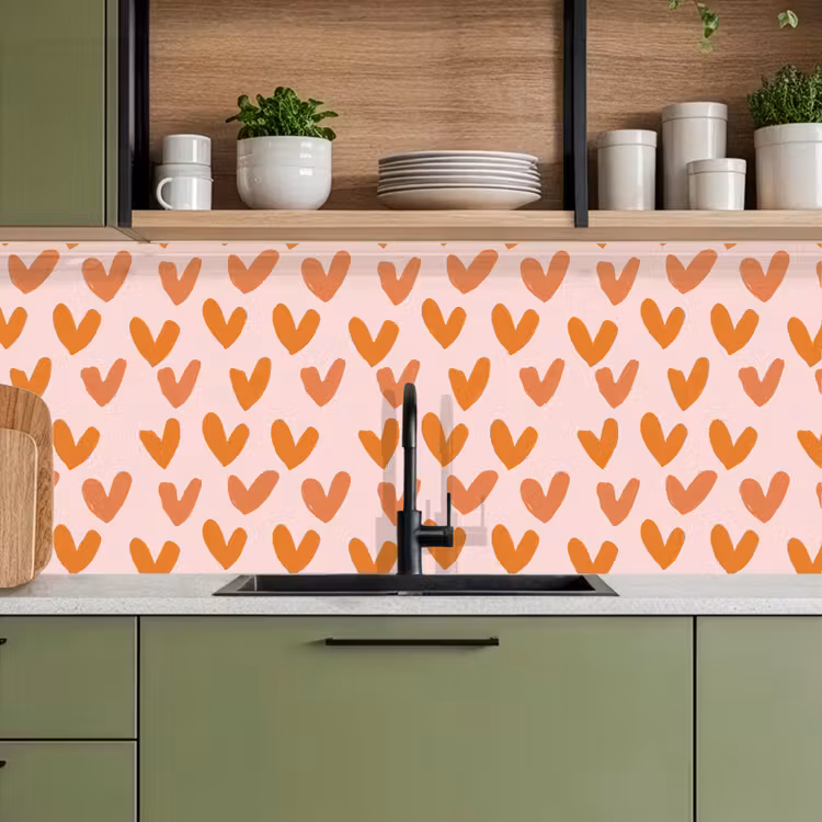 Keuken achterwand - Hartjes - Getekend - Oranje — 8