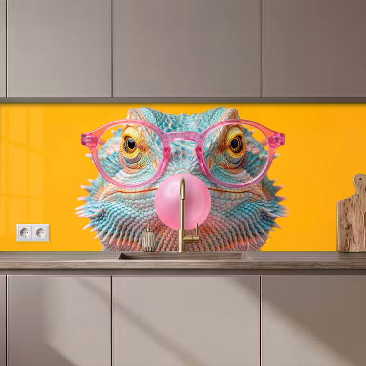 Keuken achterwand - Kameleon - Kauwgom - Kleurrijk — 1