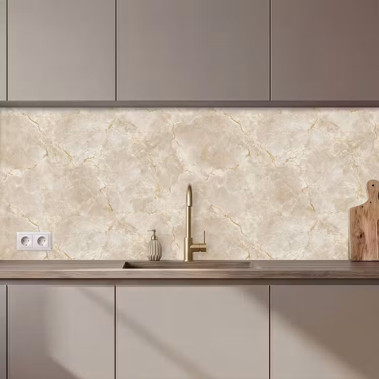 Keuken achterwand - Lichtbeige - Marmer - Aders — 1