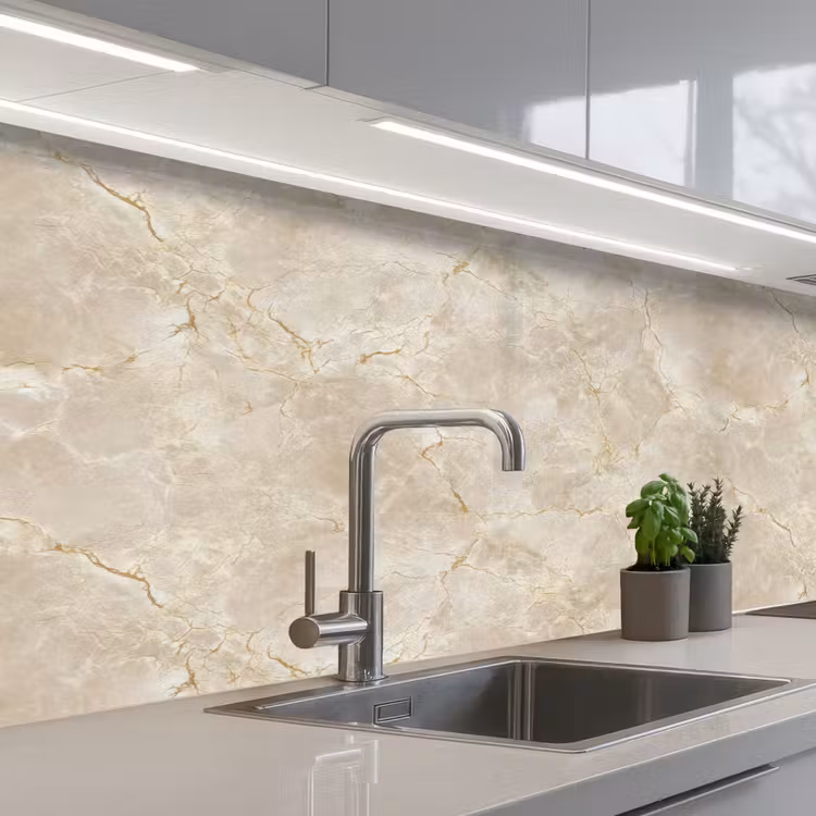 Keuken achterwand - Lichtbeige - Marmer - Aders — 2