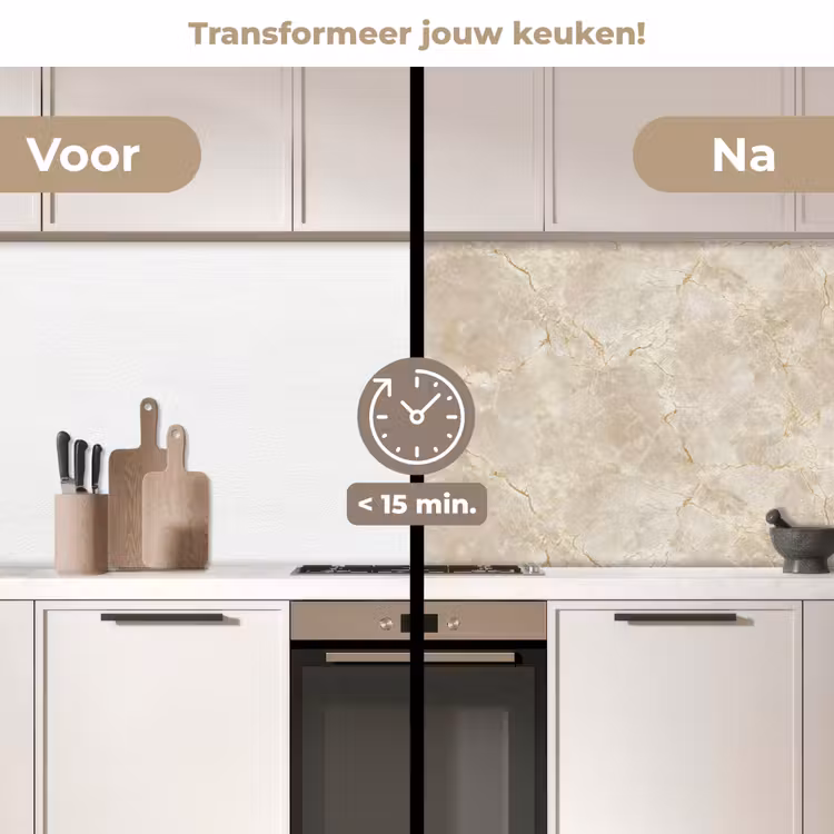 Keuken achterwand - Lichtbeige - Marmer - Aders — 3