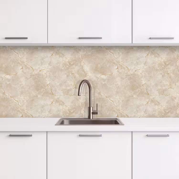 Keuken achterwand - Lichtbeige - Marmer - Aders — 4