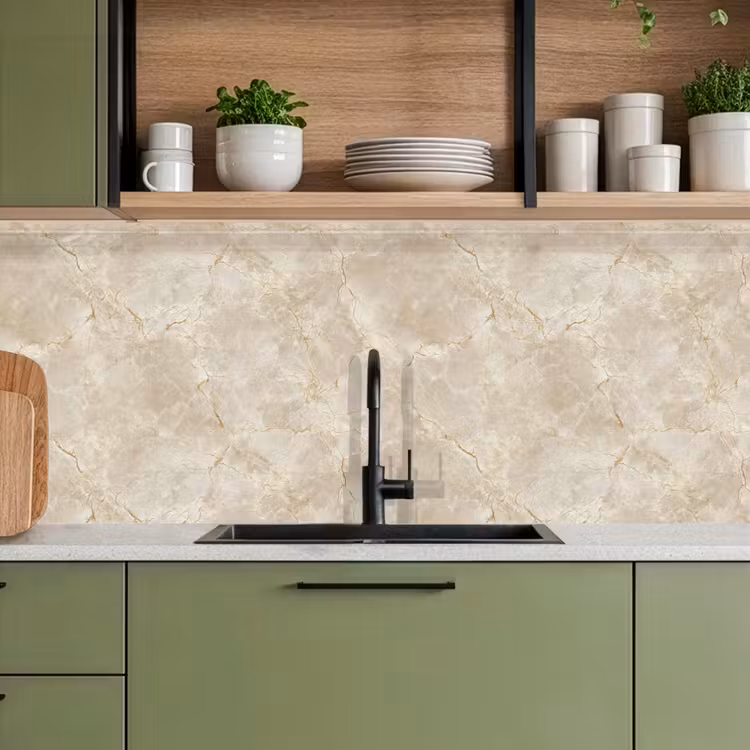 Keuken achterwand - Lichtbeige - Marmer - Aders — 8