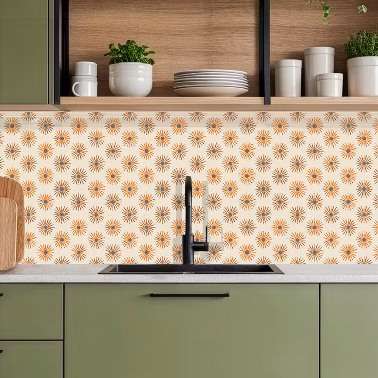 Keuken achterwand - Madelief - Patroon - Oranje — 8