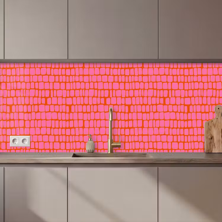 Keuken achterwand - Organisch - Raster - Roze — 1