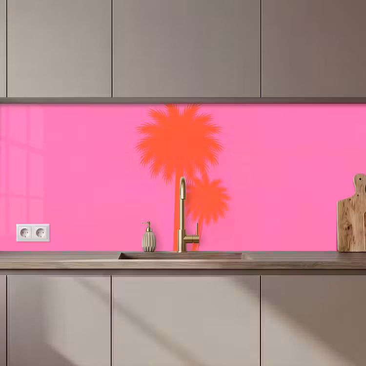 Keuken achterwand - Palmbomen - Modern - Roze — 1