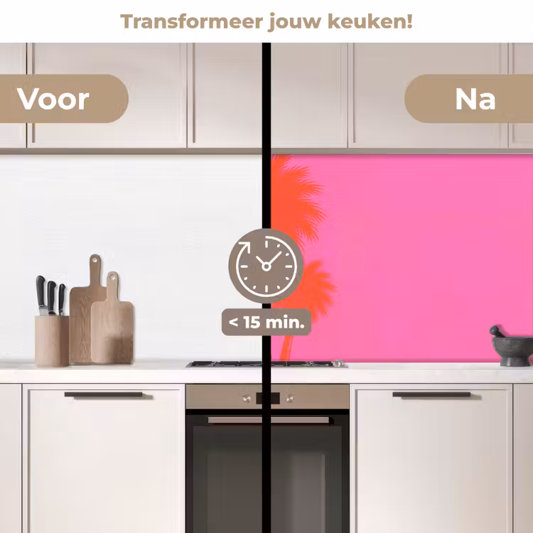 Keuken achterwand - Palmbomen - Modern - Roze — 3