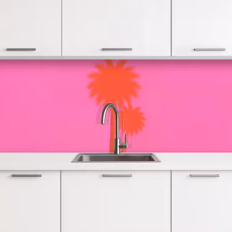 Keuken achterwand - Palmbomen - Modern - Roze — 4