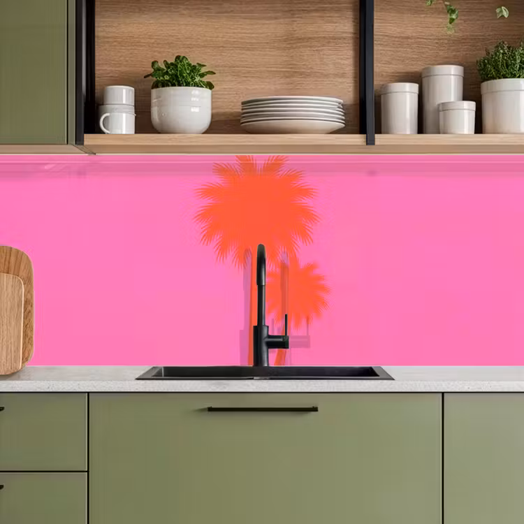 Keuken achterwand - Palmbomen - Modern - Roze — 8