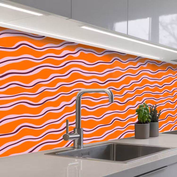 Keuken achterwand - Retro - Golvend - Oranje — 2