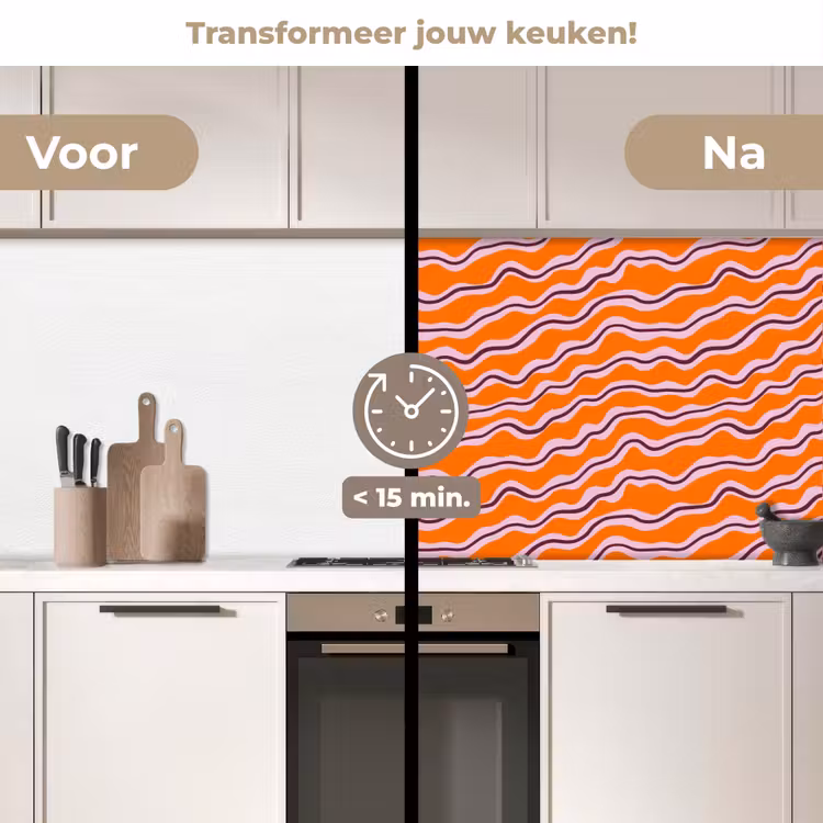 Keuken achterwand - Retro - Golvend - Oranje — 3