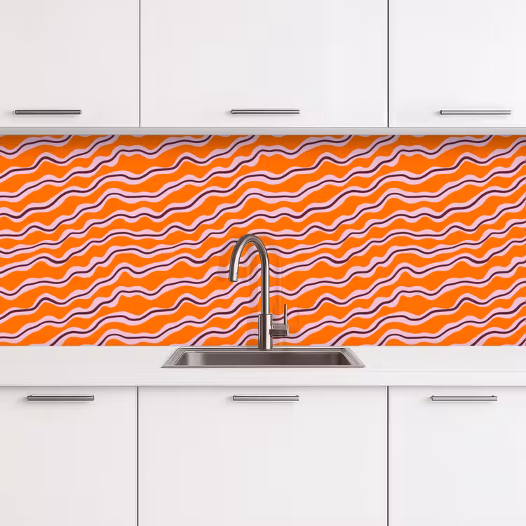 Keuken achterwand - Retro - Golvend - Oranje — 4