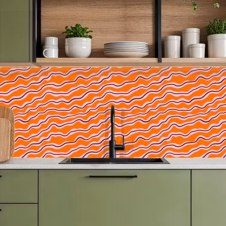 Keuken achterwand - Retro - Golvend - Oranje — 8