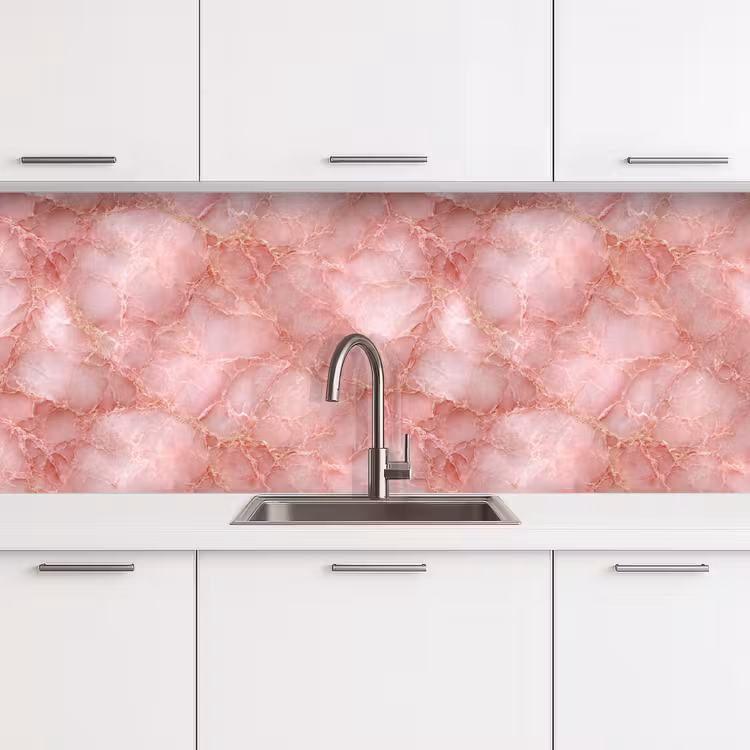 Keuken achterwand - Roze - Kwarts - Goud - Marmer — 4