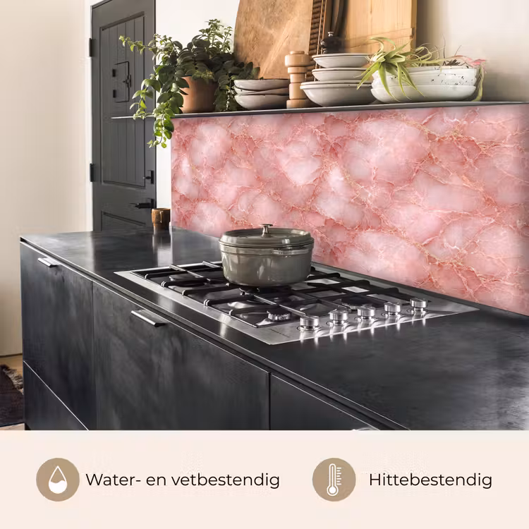 Keuken achterwand - Roze - Kwarts - Goud - Marmer — 5