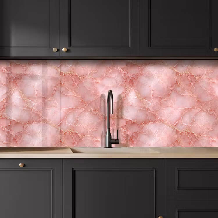 Keuken achterwand - Roze - Kwarts - Goud - Marmer — 6