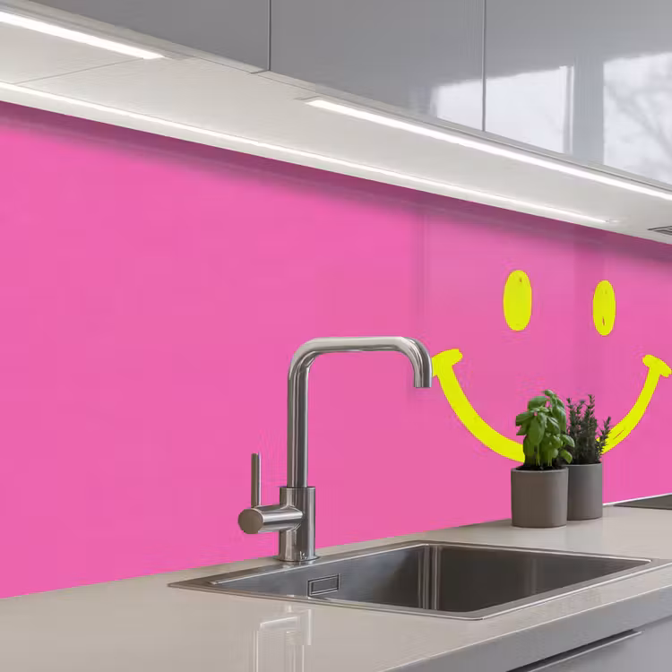 Keuken achterwand - Smiley - Vrolijk - Roze — 2