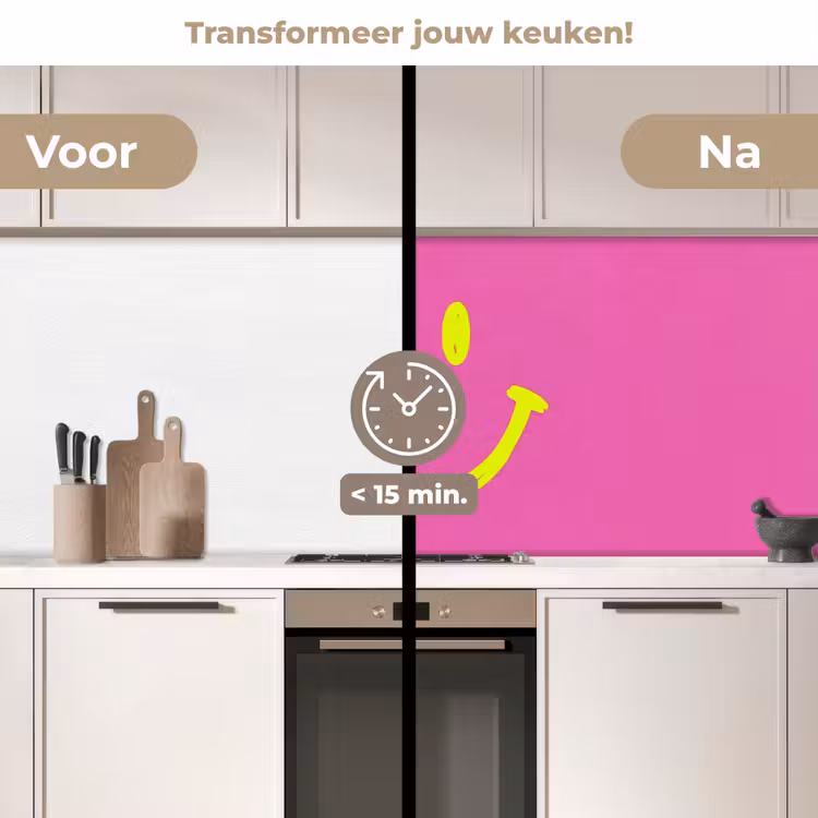 Keuken achterwand - Smiley - Vrolijk - Roze — 3